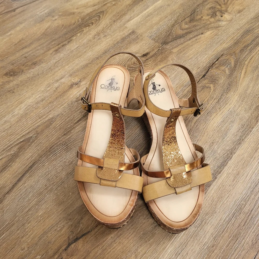 Corkys Basket Sandal Womens 10 Weave Leather 3